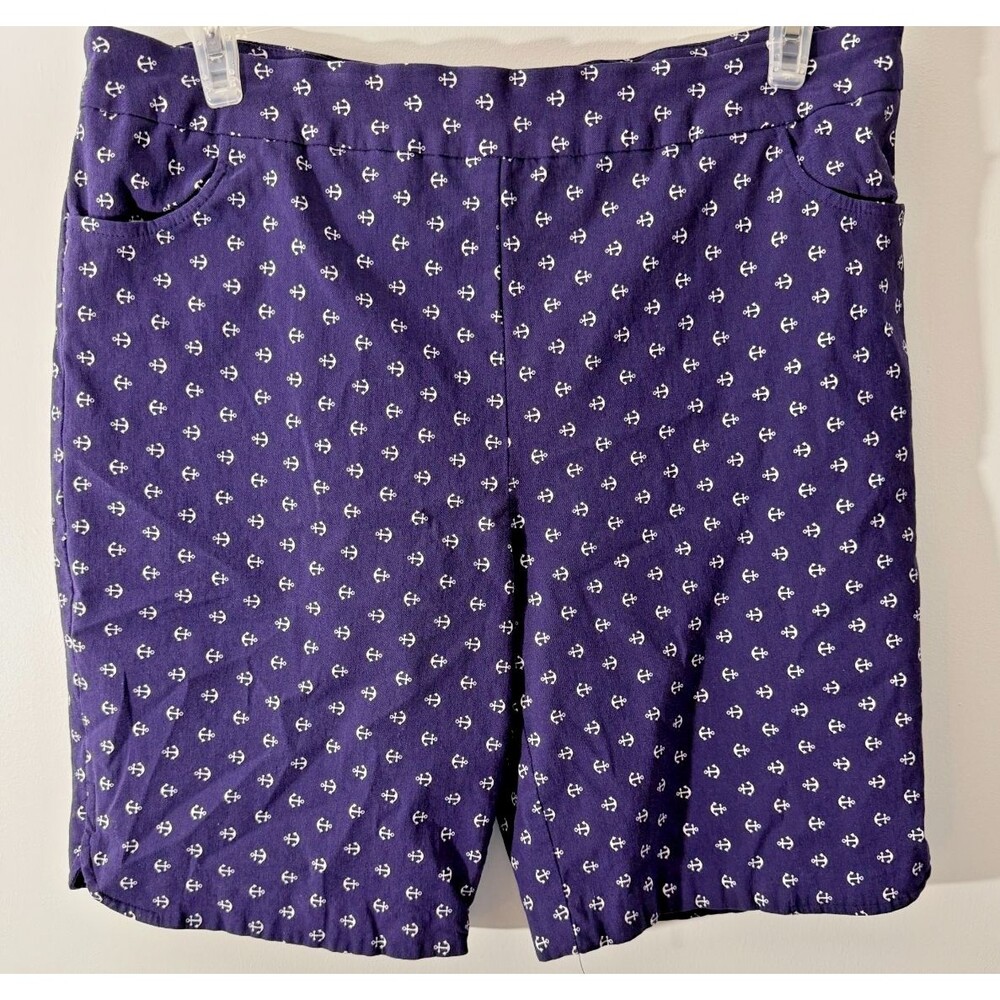 Nautical Bermuda Shorts Women's Plus 3X Coastal Grandma Anchors Stretch Cruise